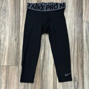 Nike Black Pro Compression Leggings with Gray Logo